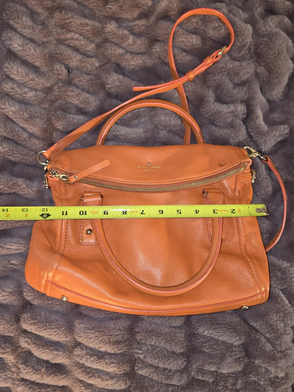 kate spade orange leather shoulder satchel with crossbody strap